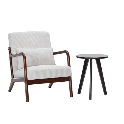 Aska Lounge Chair and Side Table Set, Walnut