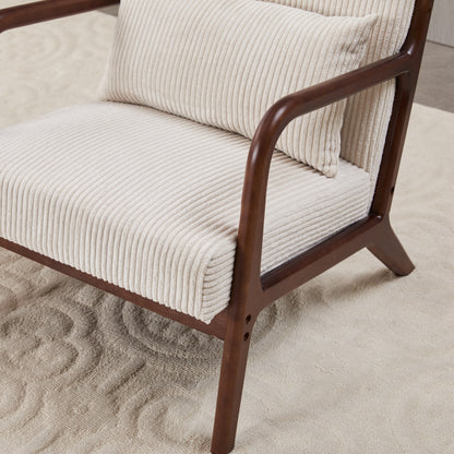 Aska Lounge Chair and Side Table Set, Walnut
