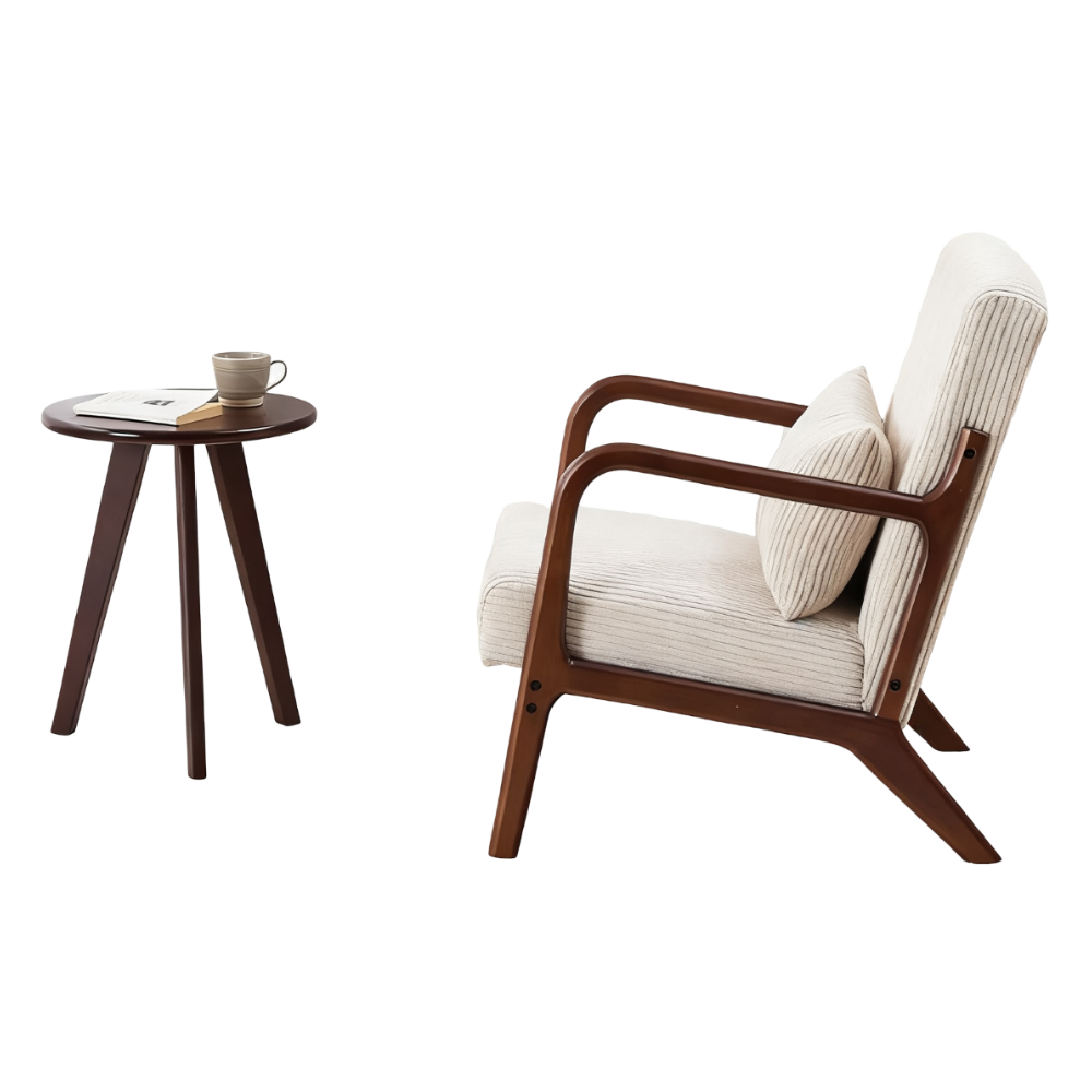 Aska Lounge Chair and Side Table Set, Walnut
