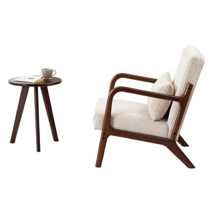 Aska Lounge Chair and Side Table Set, Walnut