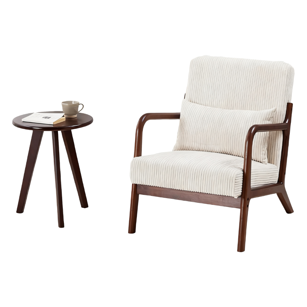 Aska Lounge Chair and Side Table Set, Walnut