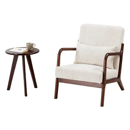Aska Lounge Chair and Side Table Set, Walnut