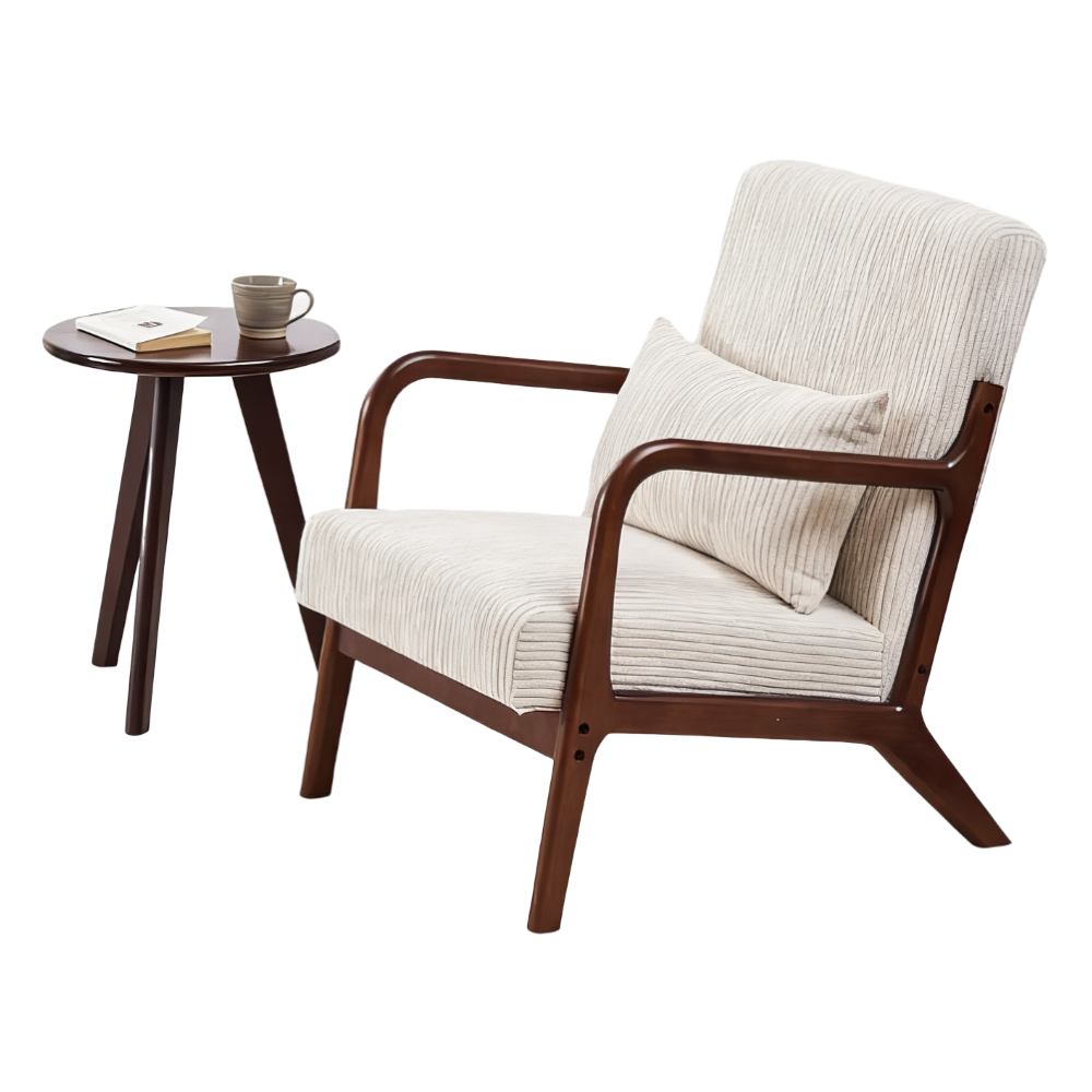 Aska Lounge Chair and Side Table Set, Walnut