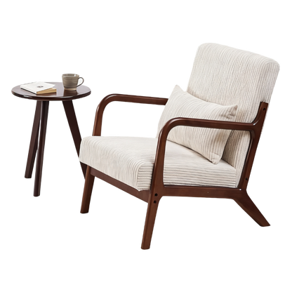 Aska Lounge Chair and Side Table Set, Walnut