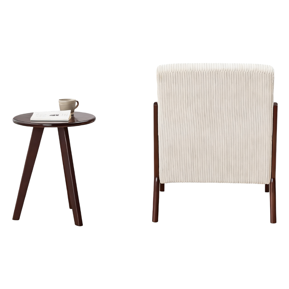Aska Lounge Chair and Side Table Set, Walnut