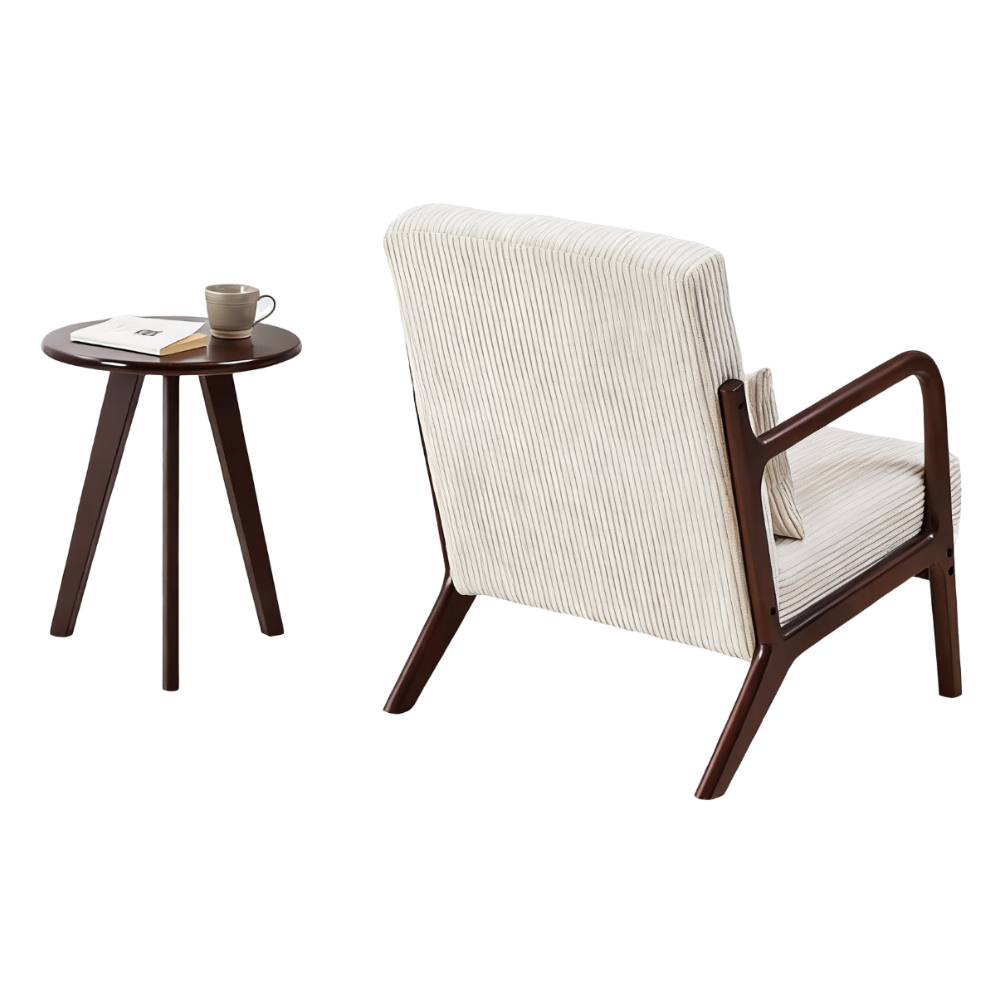 Aska Lounge Chair and Side Table Set, Walnut