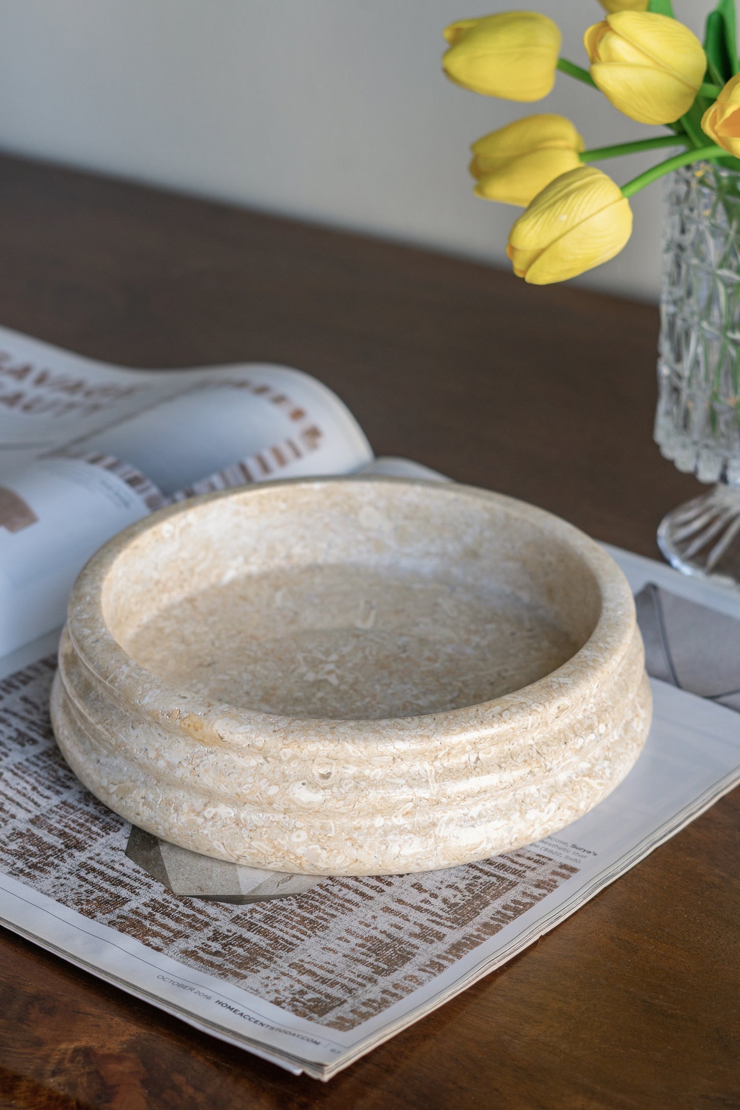 Aurea Ribbed Marble Catchall Bowl