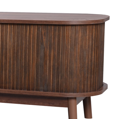 Milo Fluted Rattan Media Credenza, Walnut Brown