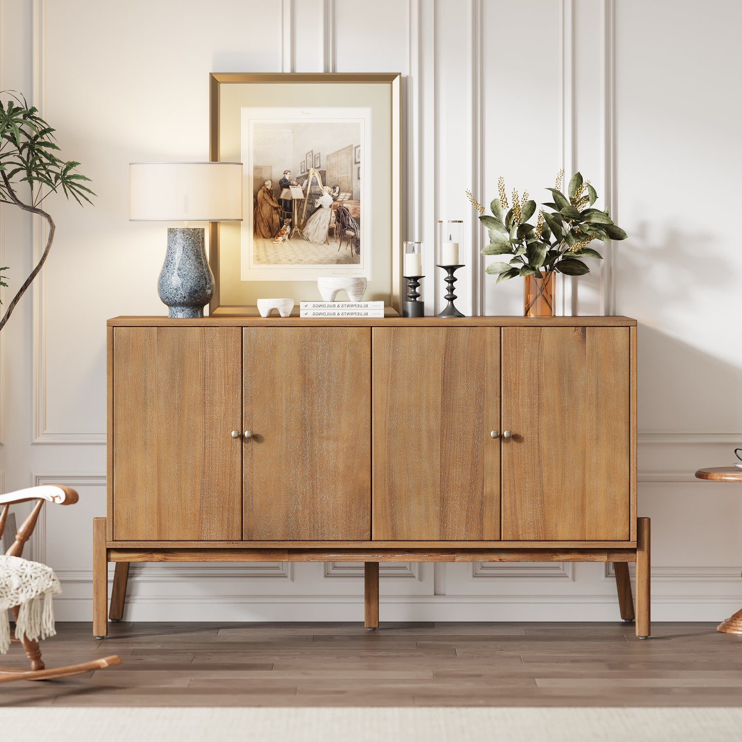 Alden Acacia Wood Sideboard Cabinet, Natural