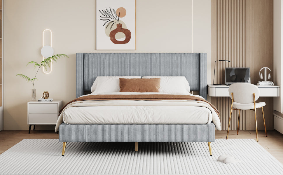 Cory Queen Platform Bed, Gray