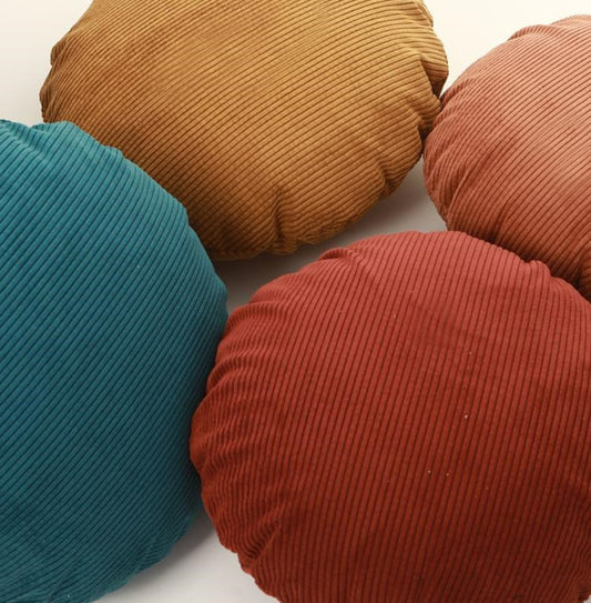 Pinstripe Corduroy Round Throw Pillows