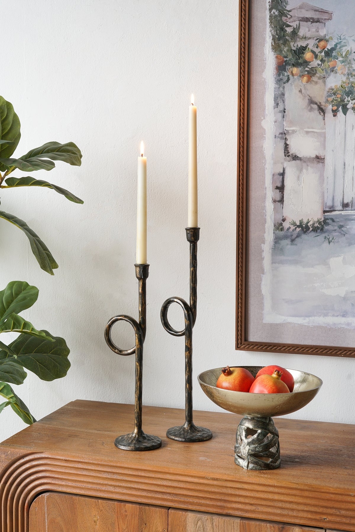 Arlo Loop Iron Taper Candle Holders, Set of 2