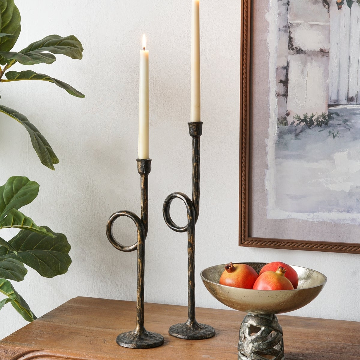 Arlo Loop Iron Taper Candle Holders, Set of 2