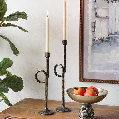 Arlo Loop Iron Taper Candle Holders, Set of 2