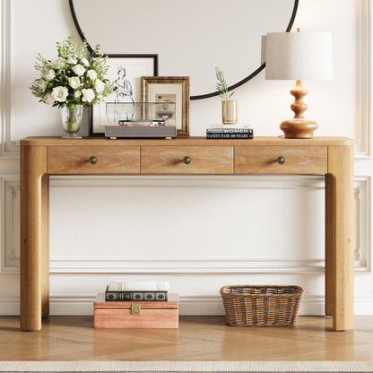 Arden Curved Edge Console Table – Natural Oak