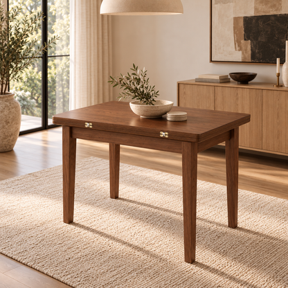Alden Extendable Oak Dining Table, Walnut Finish