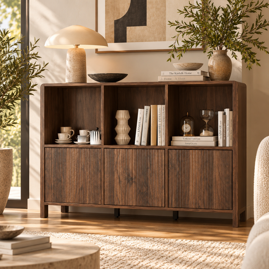 Alden Fluted Display Cabinet, Walnut