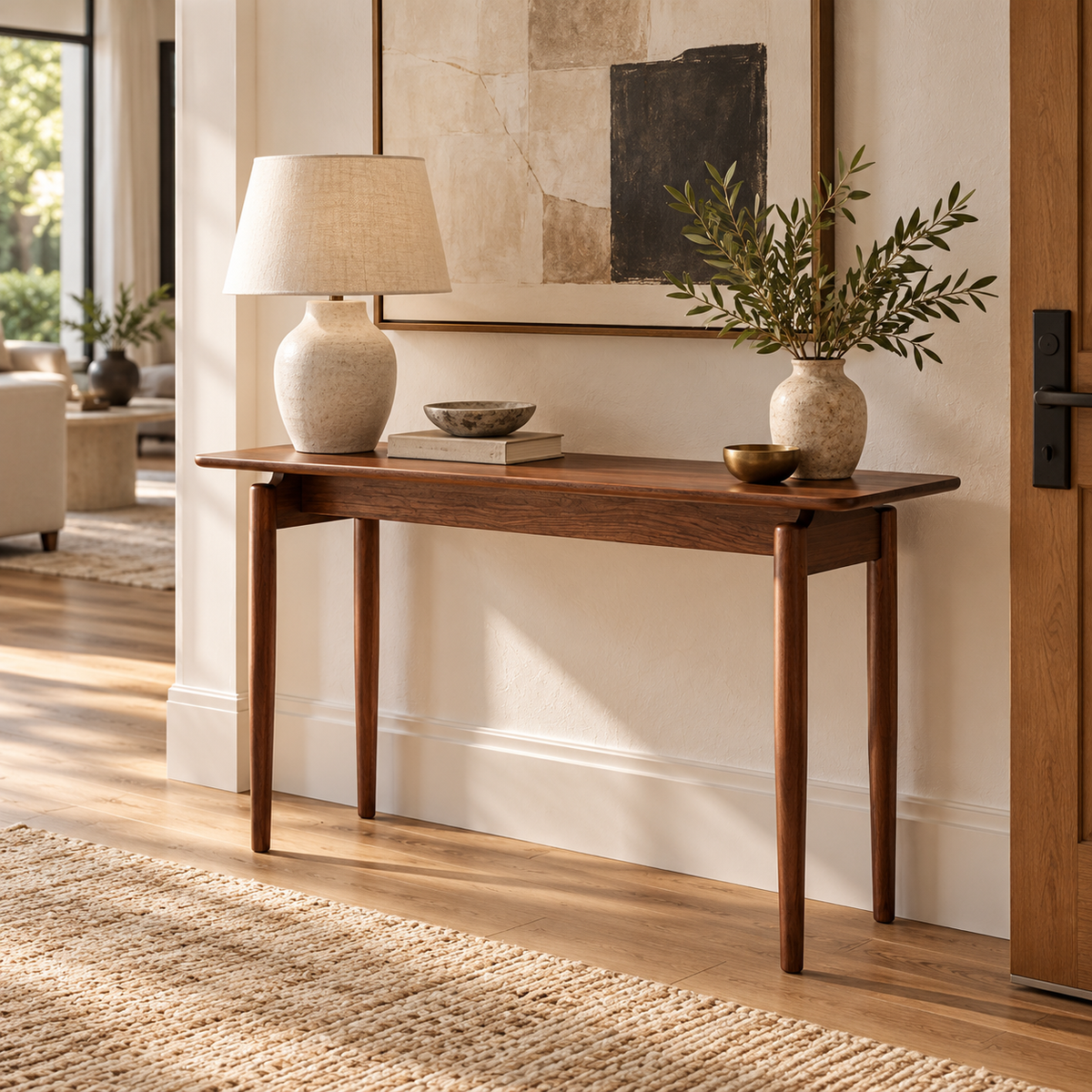 Alden Solid Wood Console Table, Walnut Finish