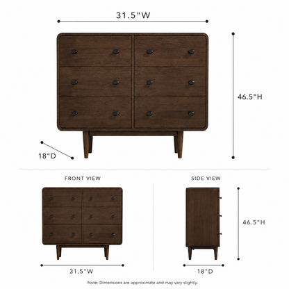 Alexa Mid Century Six-Drawer Dresser