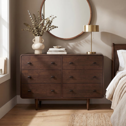Alexa Mid Century Six-Drawer Dresser
