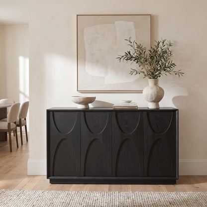 Arcadia Carved Wood Sideboard, Black