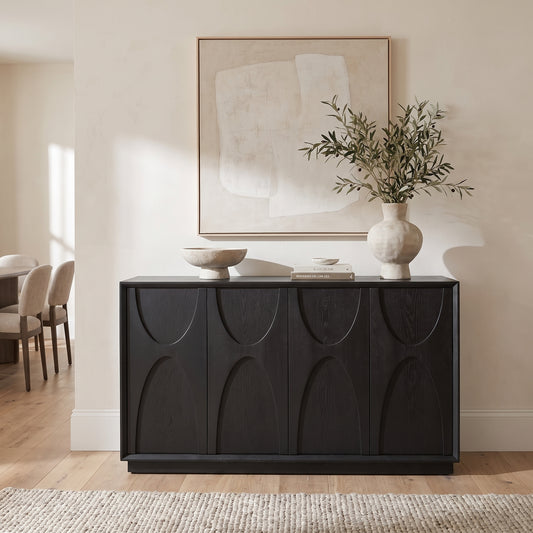 Arcadia Carved Wood Sideboard, Black