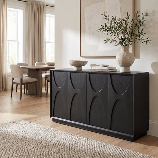 Arcadia Carved Wood Sideboard, Black