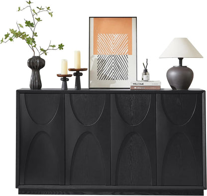 Arcadia Carved Wood Sideboard, Black