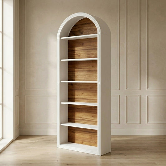 Arched Two-Tone Wood Display Bookcase