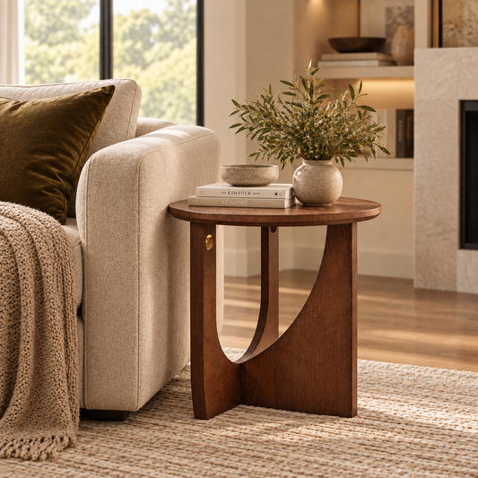 Arden Sculptural Side Table, Walnut