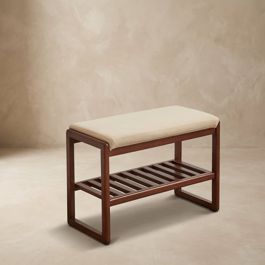 Arlo Upholstered Storage Bench, Walnut Finish