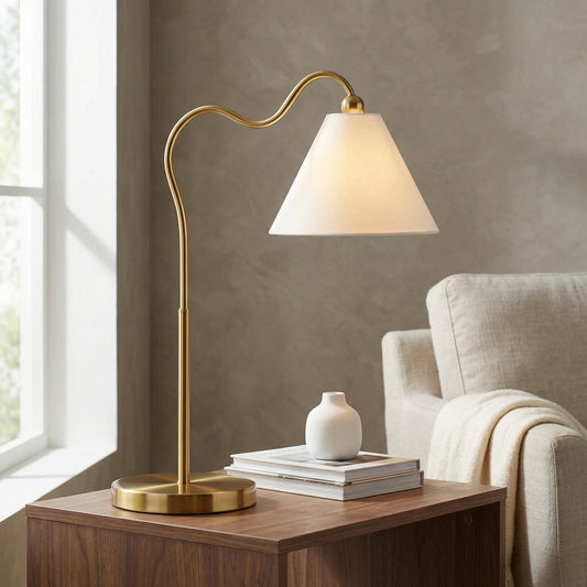 Auren Curved Brass Table Lamp