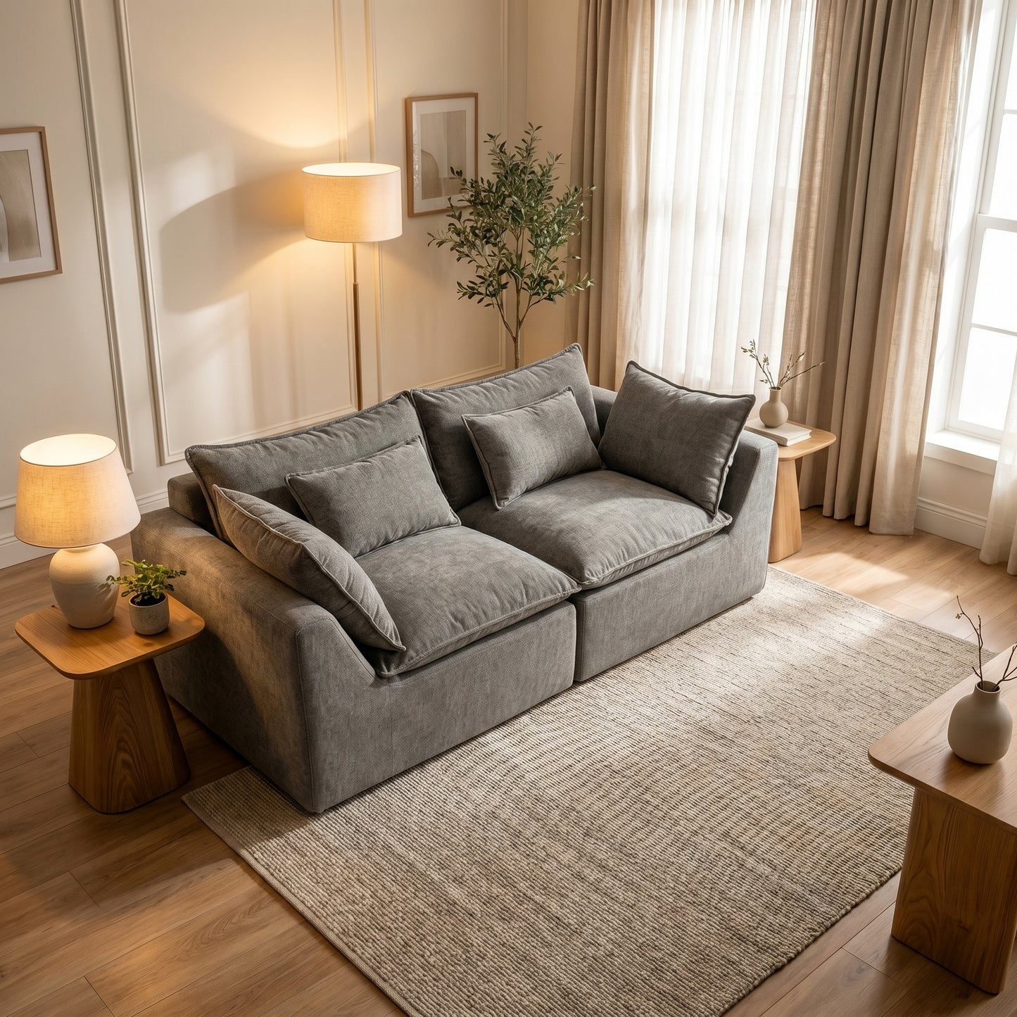 Aveline Modular Cloud Sofa, Antique Grey