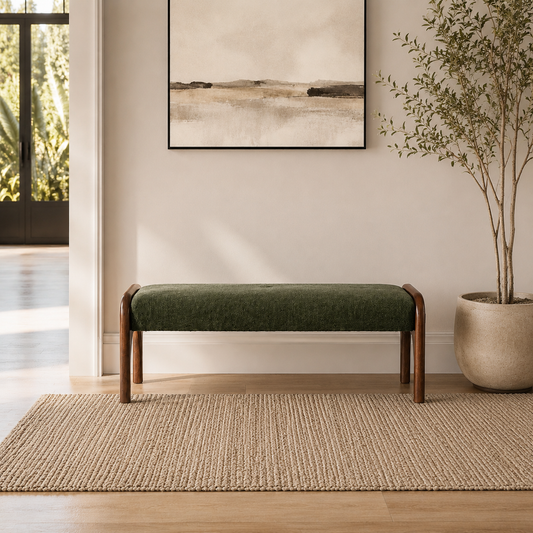 Avery Upholstered Walnut Bench