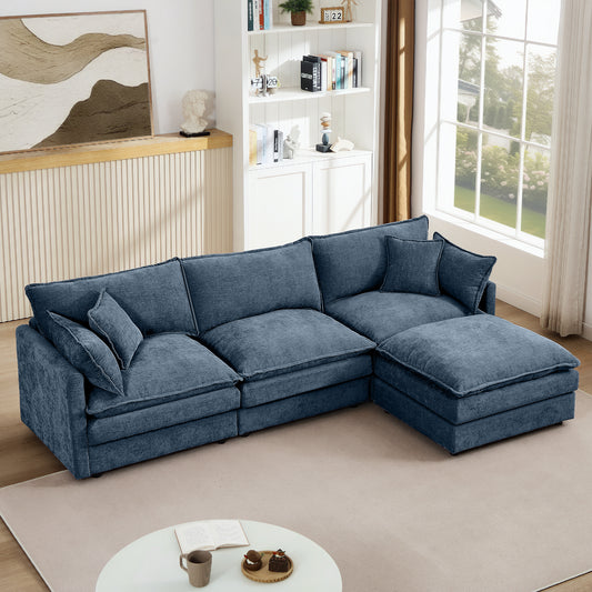 Lowell Modular Chenille Lounge Sectional, Blue