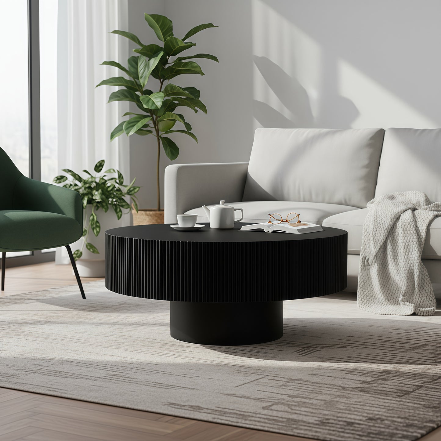 Luca Fluted Pedestal Coffee Table