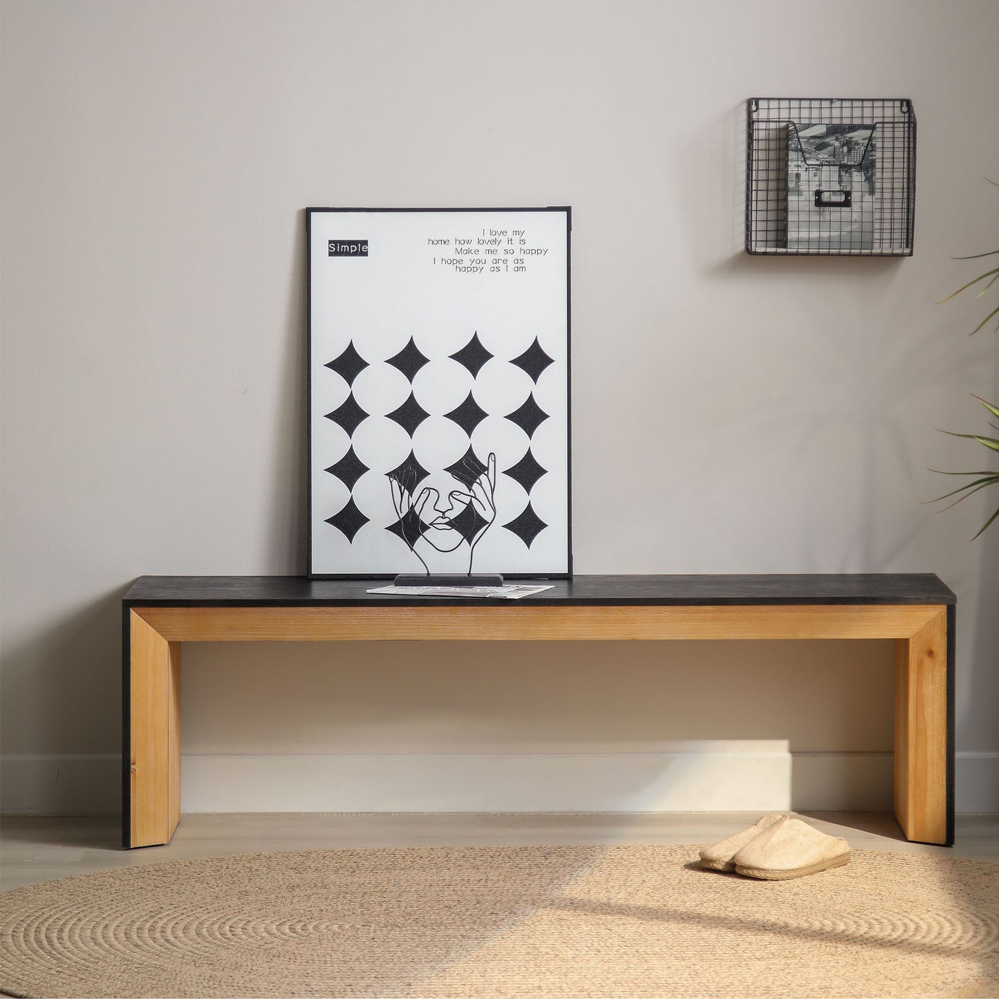 Hollis Two-Tone Modern Wood Bench