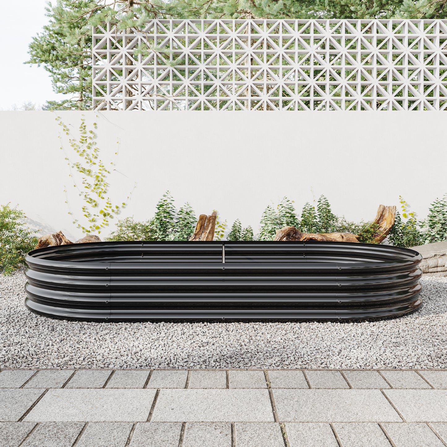 Arbor Oval Galvanized Raised Garden Bed, Black Finish