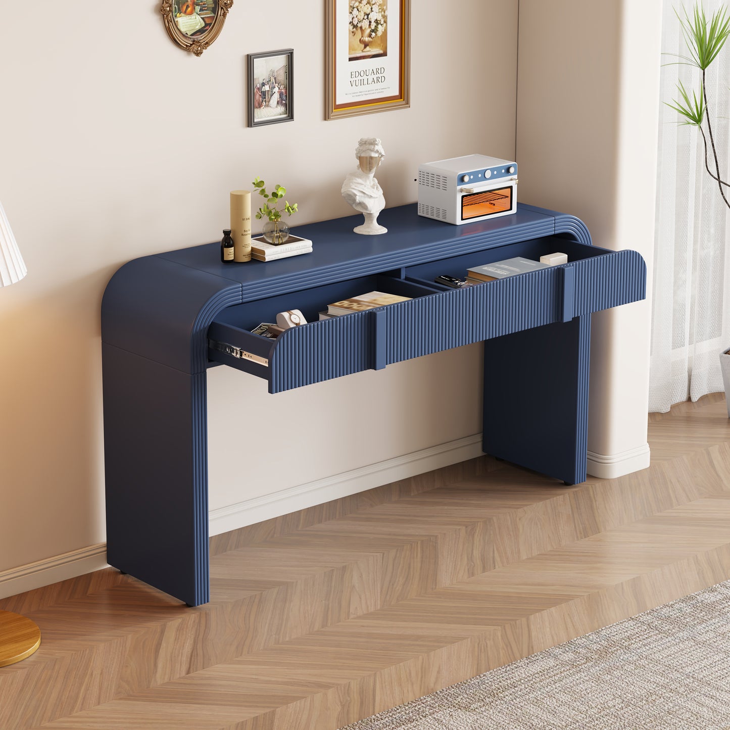 Pyrk Console Table, Navy Blue