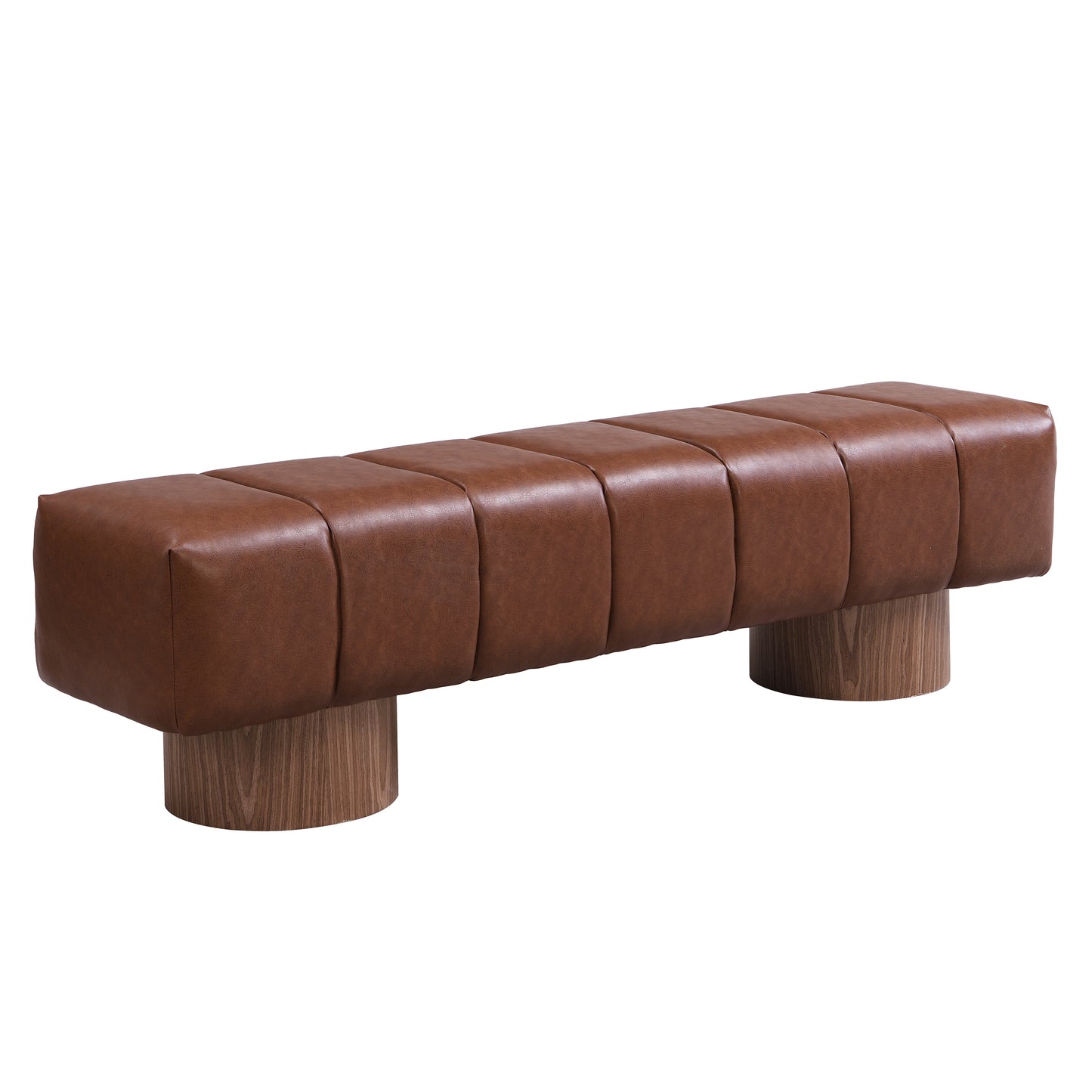 Marin Upholstered Bench – Sculpted Wood Base