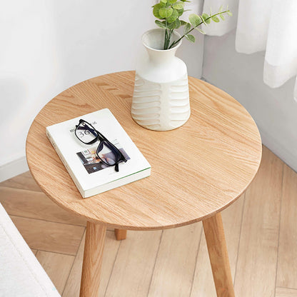 Round Solid Oak Side Table, Natural Finish
