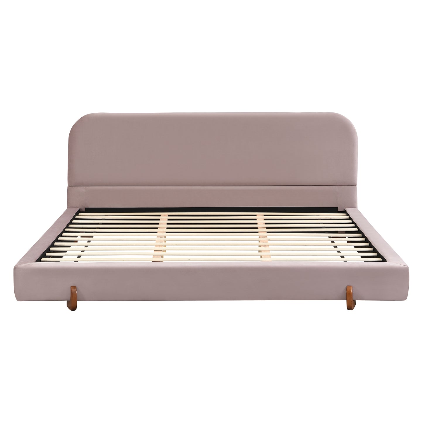 Luna Velvet Platform King Bed, Dust Pink
