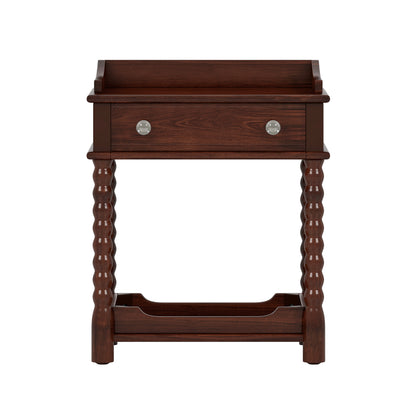 Cali Turned-Leg Nightstand, Walnut Finish