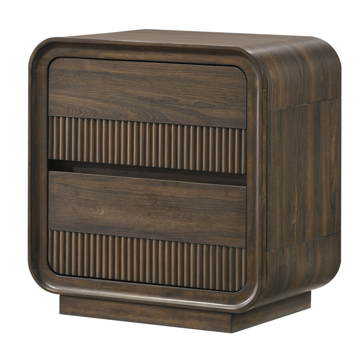 Tobin Fluted 2-Drawer Nightstand, Dark Walnut