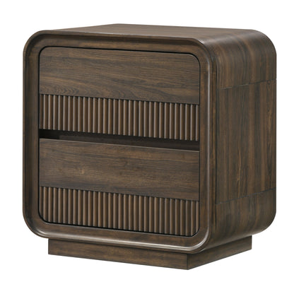 Tobin Fluted 2-Drawer Nightstand, Dark Walnut