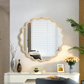 Solid Wood Wavy Round Mirror – 42” Natural Finish