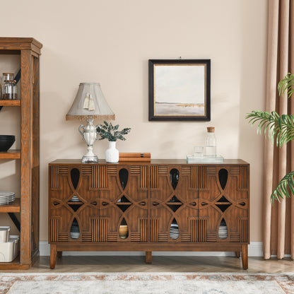 Aven Carved Walnut Sideboard Cabinet
