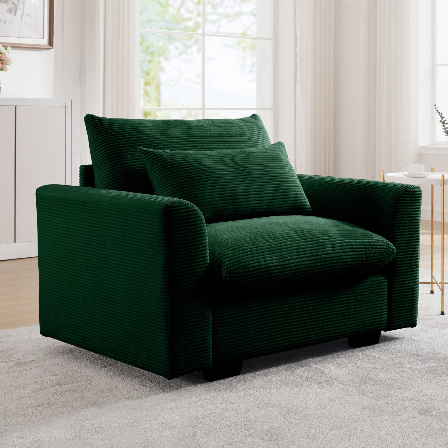 Berk Corduroy Arm Chair, Green