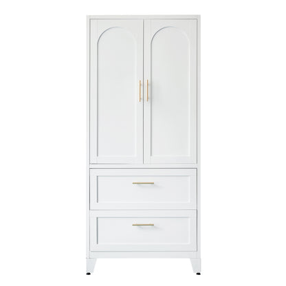 Harper Tall Storage Wardrobe with Drawers, White