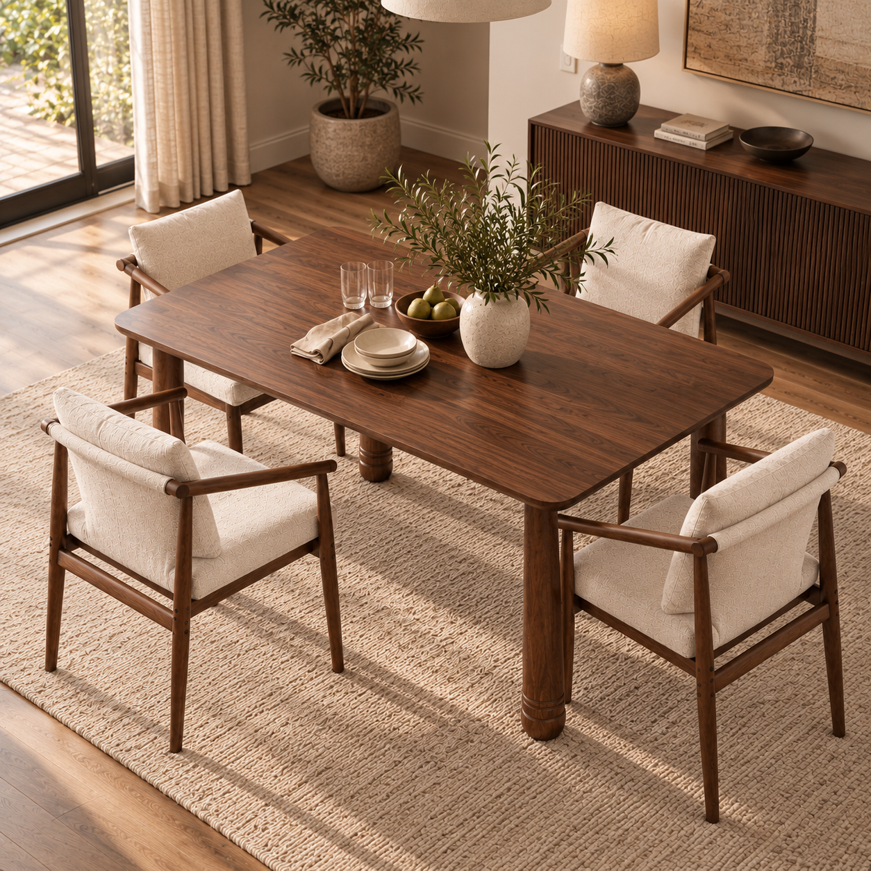 Bastien Walnut Solid Oak Dining Table